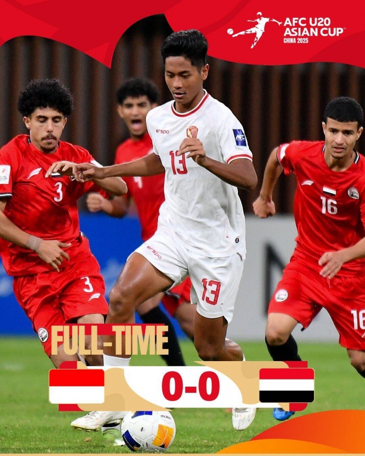 U20亞洲杯：印尼0-0戰(zhàn)平也門，兩隊分列C組第三、第四